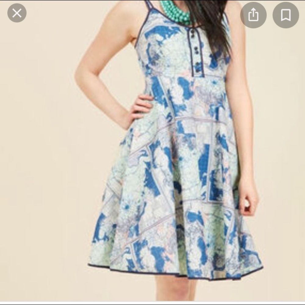 ModCloth Waving From the Shoreline Map Print Dress